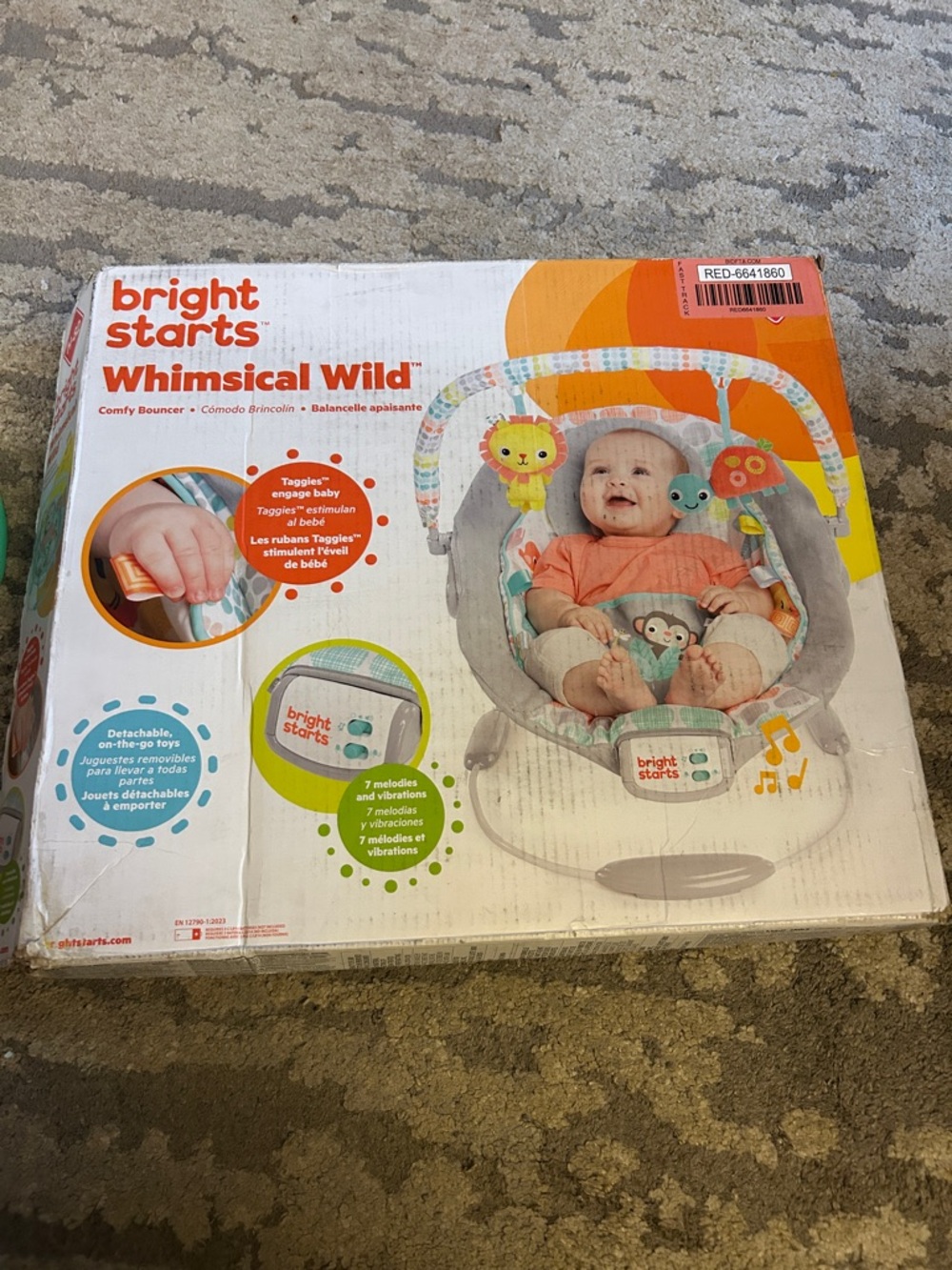 Bright Starts Whimsical Wild Baby Bouncer - Gray with Multicolor Accents
